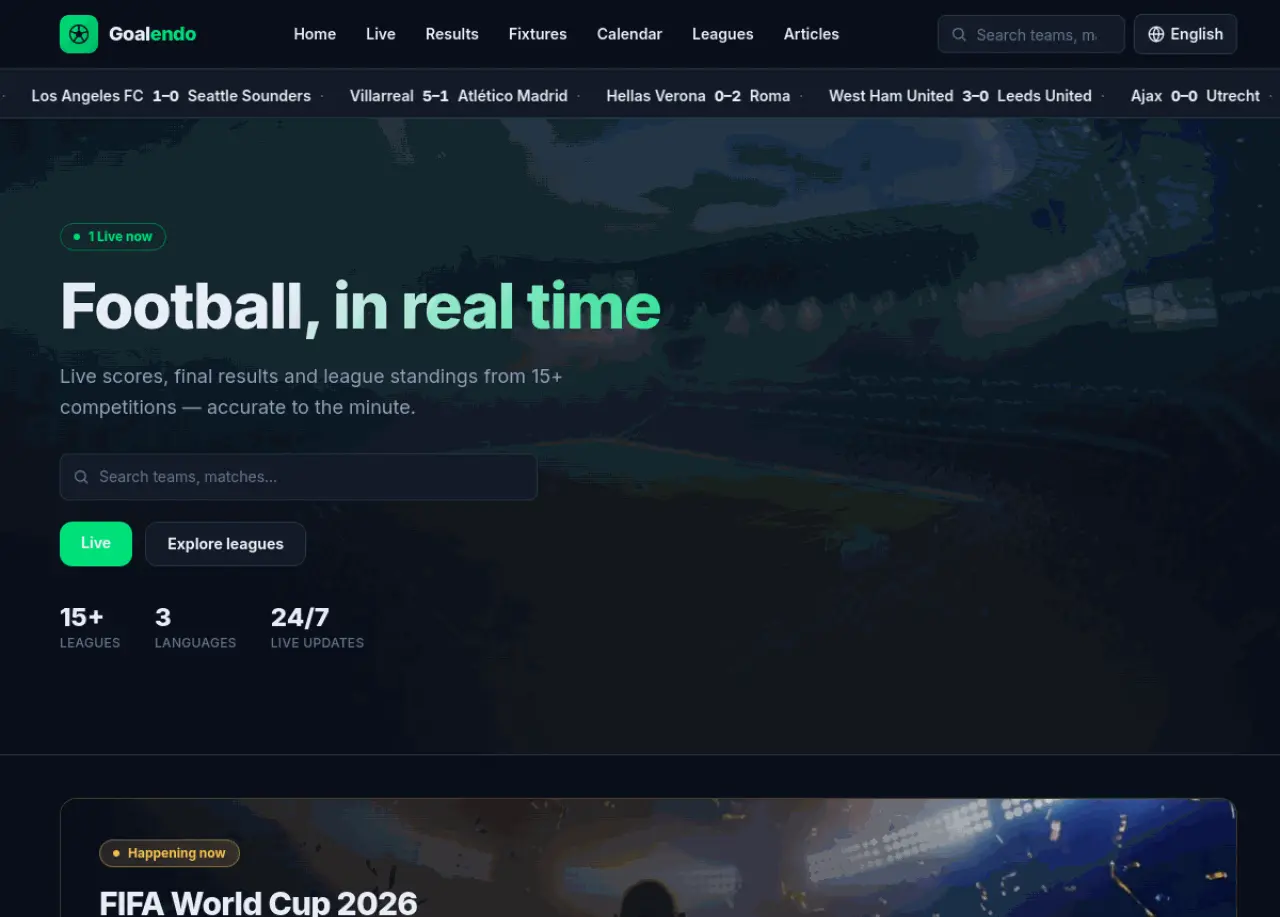 Screenshot of Goalendo
